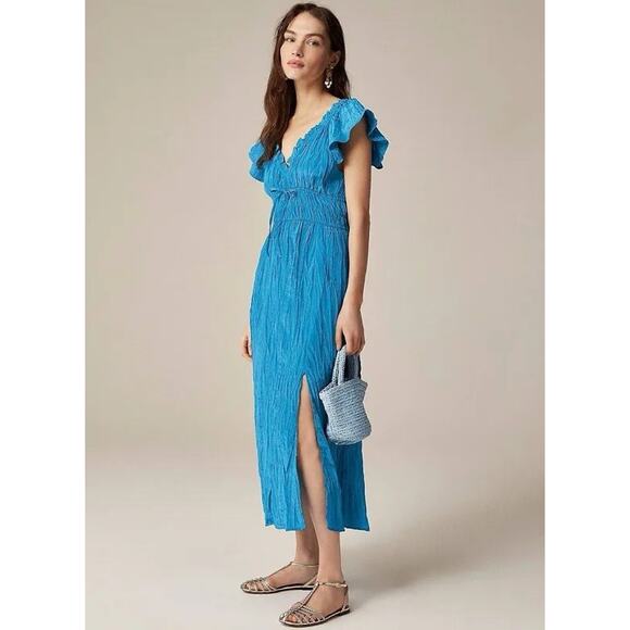 J Crew Palermo dress in viscose-blend crinkle Size L $158 - Picture 1 of 4